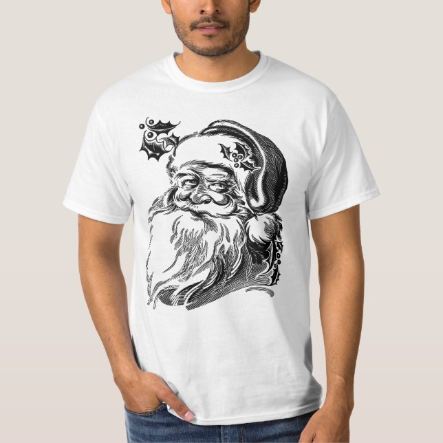 Cute Vintage Jultomten White Beard T Shirt (Framsida)