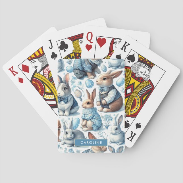 Cute Vintage, kanin, sömlös Casinokort (Baksidan)