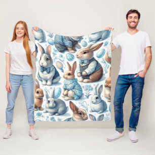 Cute Vintage, kanin, sömlös Fleecefilt