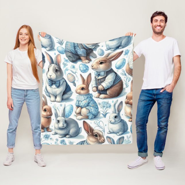 Cute Vintage, kanin, sömlös Fleecefilt (På plats)