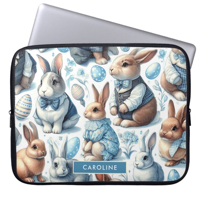Cute Vintage, kanin, sömlös Laptop Fodral (Framsidan)