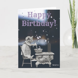 Cute Vintage Kitten på foto Birthday Card Kort