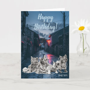 Cute vintage Kittens Photo Birthday Card Kort