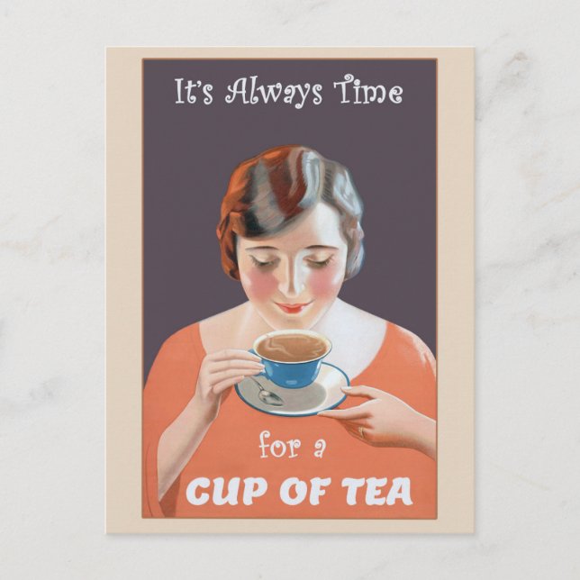 Cute Vintage Kopp i Tea Poster Vykort (Framsida)