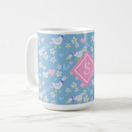 Cute Vintage Land Geese Monogram Kaffemugg