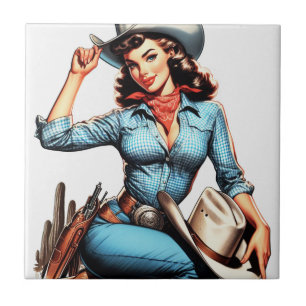 Cute Vintage Land Girl Kakelplatta