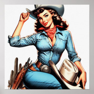 Cute Vintage Land Girl Poster