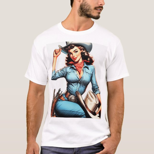 Cute Vintage Land Girl T Shirt (Framsida)
