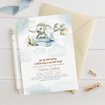 Cute Vintage Leksak Elephant & Flygplan Baby Showe