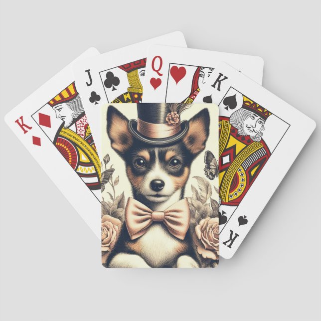 Cute Vintage Leksak Fox Terrier Casinokort (Baksidan)