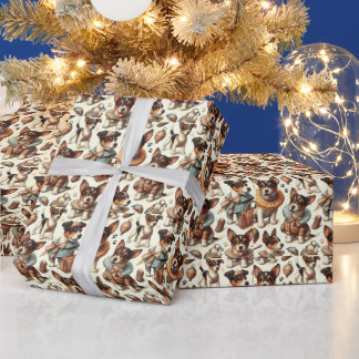 Cute Vintage Leksak Fox Terrier Sömlös Presentpapper