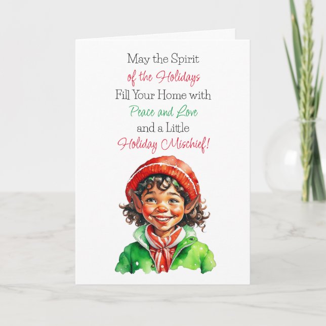 Cute Vintage Little Elf jul Blesses Kort (Framsida)