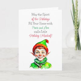 Cute Vintage Little Elf jul Blesses Kort