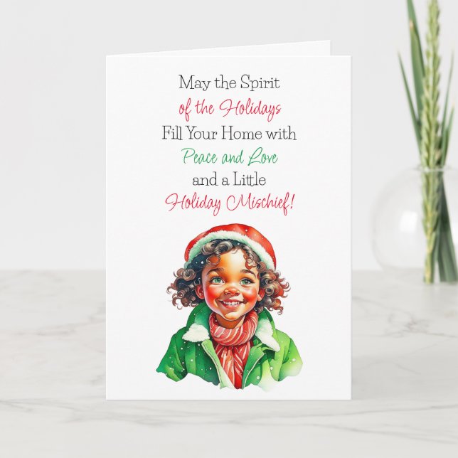 Cute Vintage Little Elf jul Blesses Kort (Framsida)