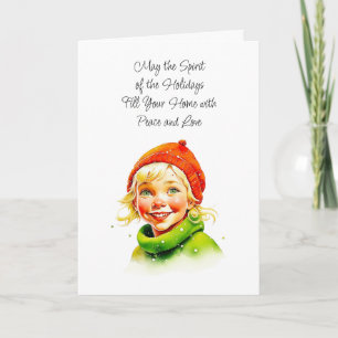 Cute Vintage Little Girl jul Blesses Kort