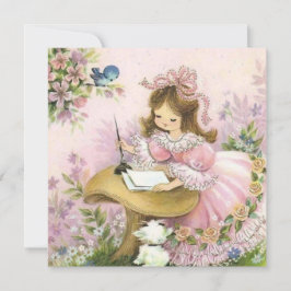 Cute Vintage Little Girl på Mushroom