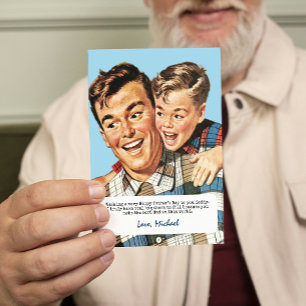 Cute Vintage Lycklig Fars dag från Son Hälsning Julkort