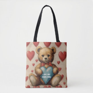 Cute Vintage Nalle I Kärlek You Valentine Tygkasse