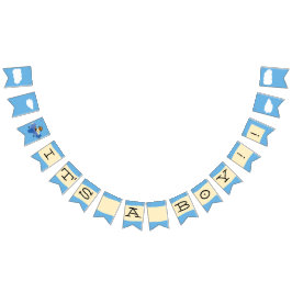 Cute Vintage Nalle Pilot Boy Baby Shower Vimplar