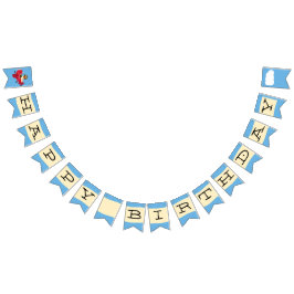 Cute Vintage Nalle Pilot Grattis på födelsedagen Vimplar