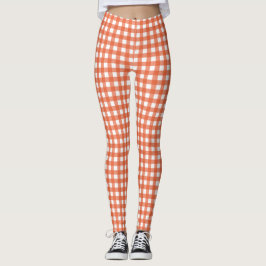 Cute Vintage Orange Gingham Play Mönster  Leggings
