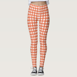 Cute Vintage Orange Gingham Play Mönster  Leggings
