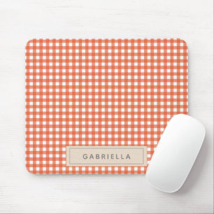 Cute Vintage Orange Gingham Play Personlig Musmatta