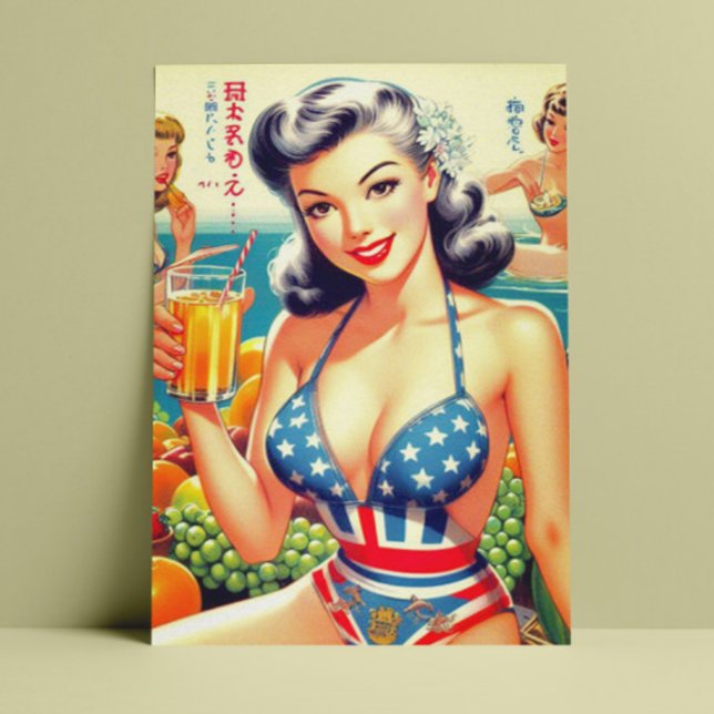 Cute Vintage Oriental Girls Vykort (Skapare uppladdad)