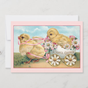 Cute Vintage Påsk Chickar med Daisy Julkort