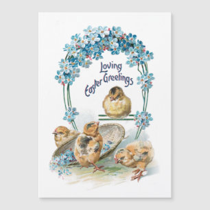 Cute Vintage Påsk Chicks & Blue Glöme-me-Nots