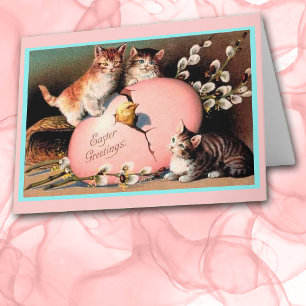 Cute Vintage Påsk Kittens hälsningskort Helgkort