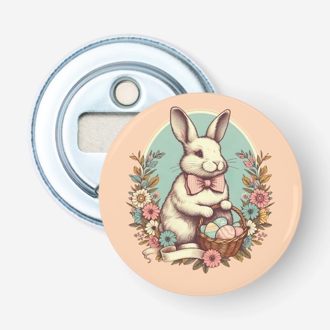 Cute, vintage, Påskhare/ägg/basket Flasköppnare (Framsidan)