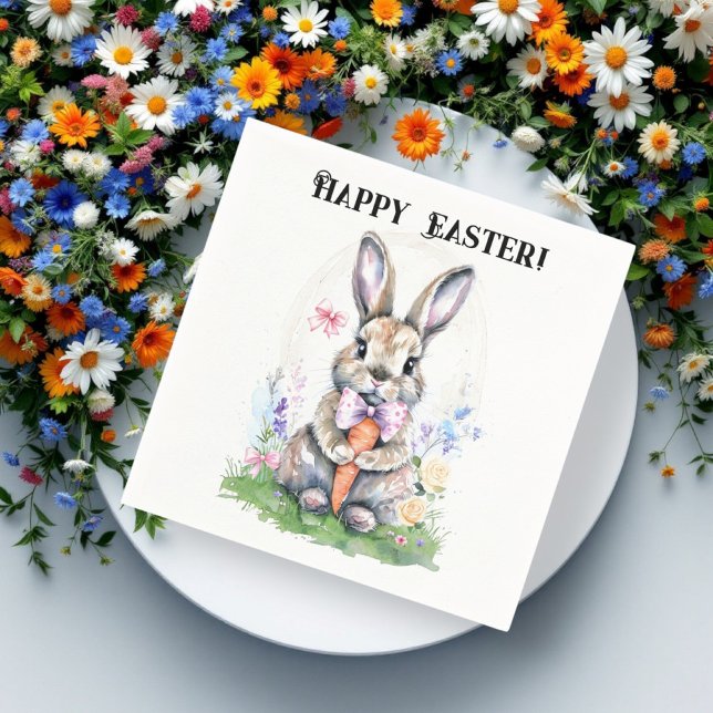Cute Vintage Påskhare Kanin Vattenfärg Pappersservett (Skapare uppladdad)