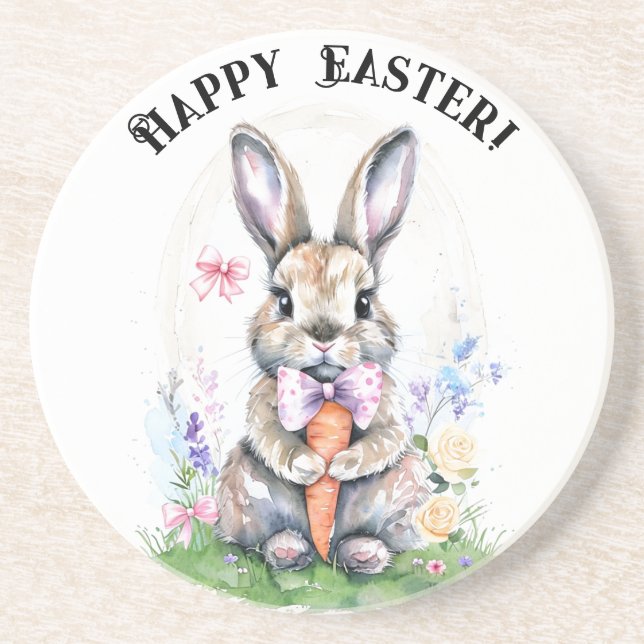 Cute Vintage Påskhare Kanin Vattenfärg Underlägg (Framsidan)