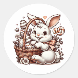 Cute Vintage Påskhare Rabbit Runt Klistermärke