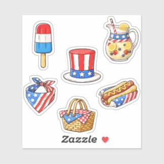 Cute Vintage Patriotic Doodle Sticker Sheet Klistermärken