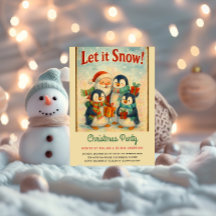 Cute Vintage Penguin jul Party