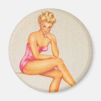 Cute Vintage Pin Up Girl Photo Magnet