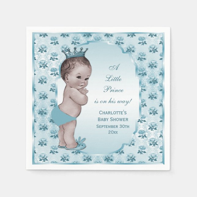 Cute Vintage Prince Baby Shower Pappersservett (Framsidan)