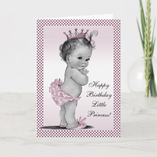 Cute Vintage Princess 1:a födelsedagen Kort