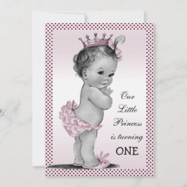 Cute Vintage Princess 1:a födelsedagen Party Inbjudningar