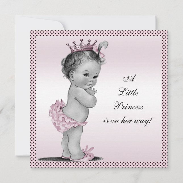 Cute Vintage Princess Baby Shower Inbjudningar (Framsida)
