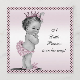 Cute Vintage Princess Baby Shower Inbjudningar