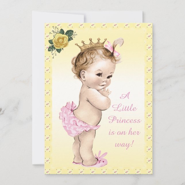 Cute Vintage Princess Rosor Baby Shower Inbjudningar (Framsida)