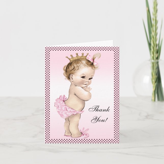 Cute Vintage Princess Tack Kort (Framsida)