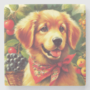Cute Vintage Puppie Porträtt Stenunderlägg
