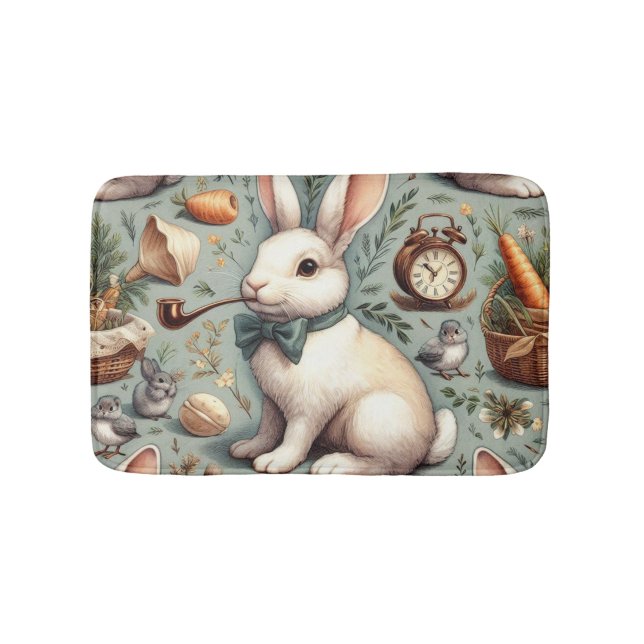 Cute Vintage Rabbit Badrumsmatta (Framsidan)