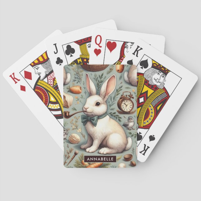 Cute Vintage Rabbit Casinokort (Baksidan)