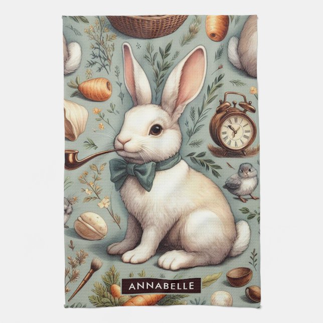 Cute Vintage Rabbit Kökshandduk (Vertikal)