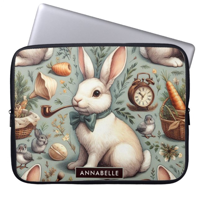 Cute Vintage Rabbit Laptop Fodral (Framsidan)